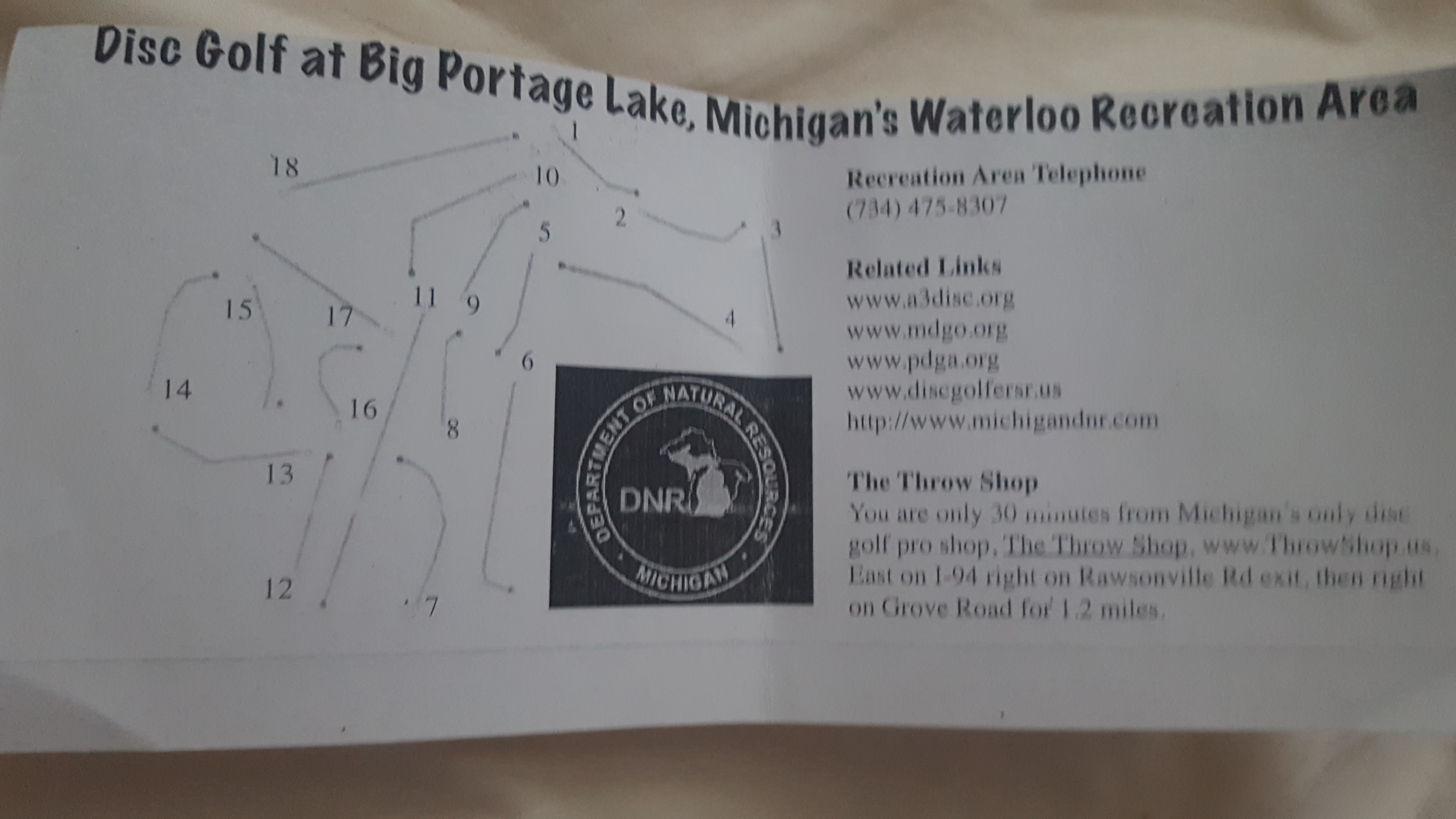 Disc golf at Big Portage Lake, Waterloo Recreation Area